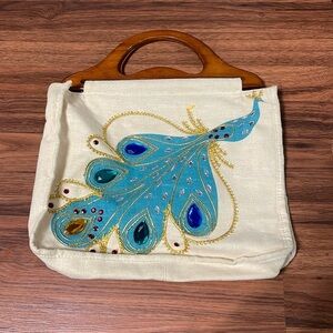 Vintage Y2K Jeweled Peacock Handbag